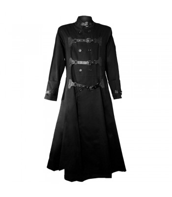 Men Hellraiser Long Coat Gothic Steampunk Style Cotton Fetish Coat